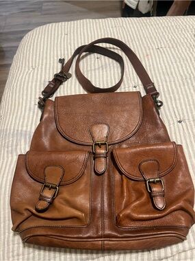 Fossil Brown Leather Backpack